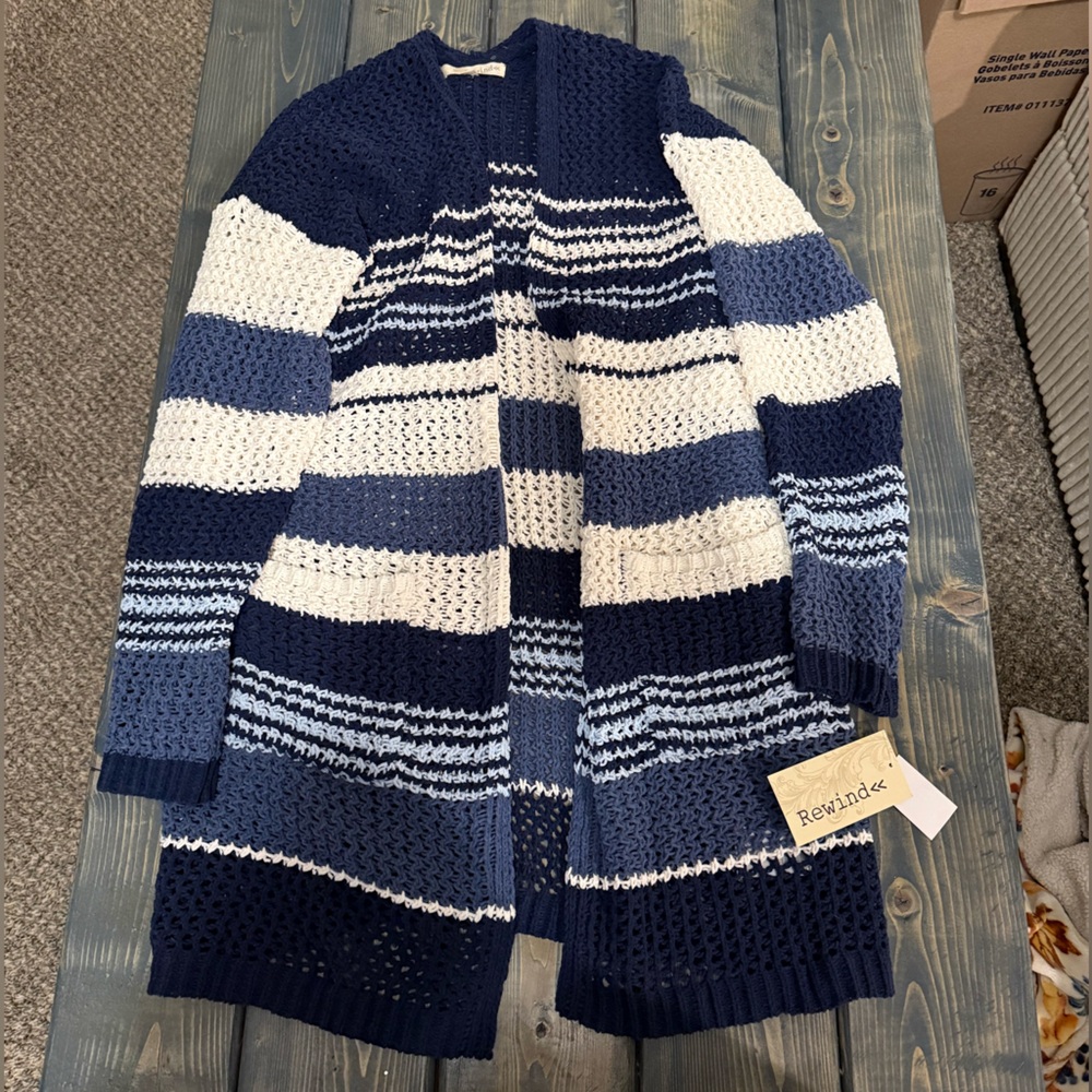 Rewind Women’s size L Blue cardigan New With Tags!